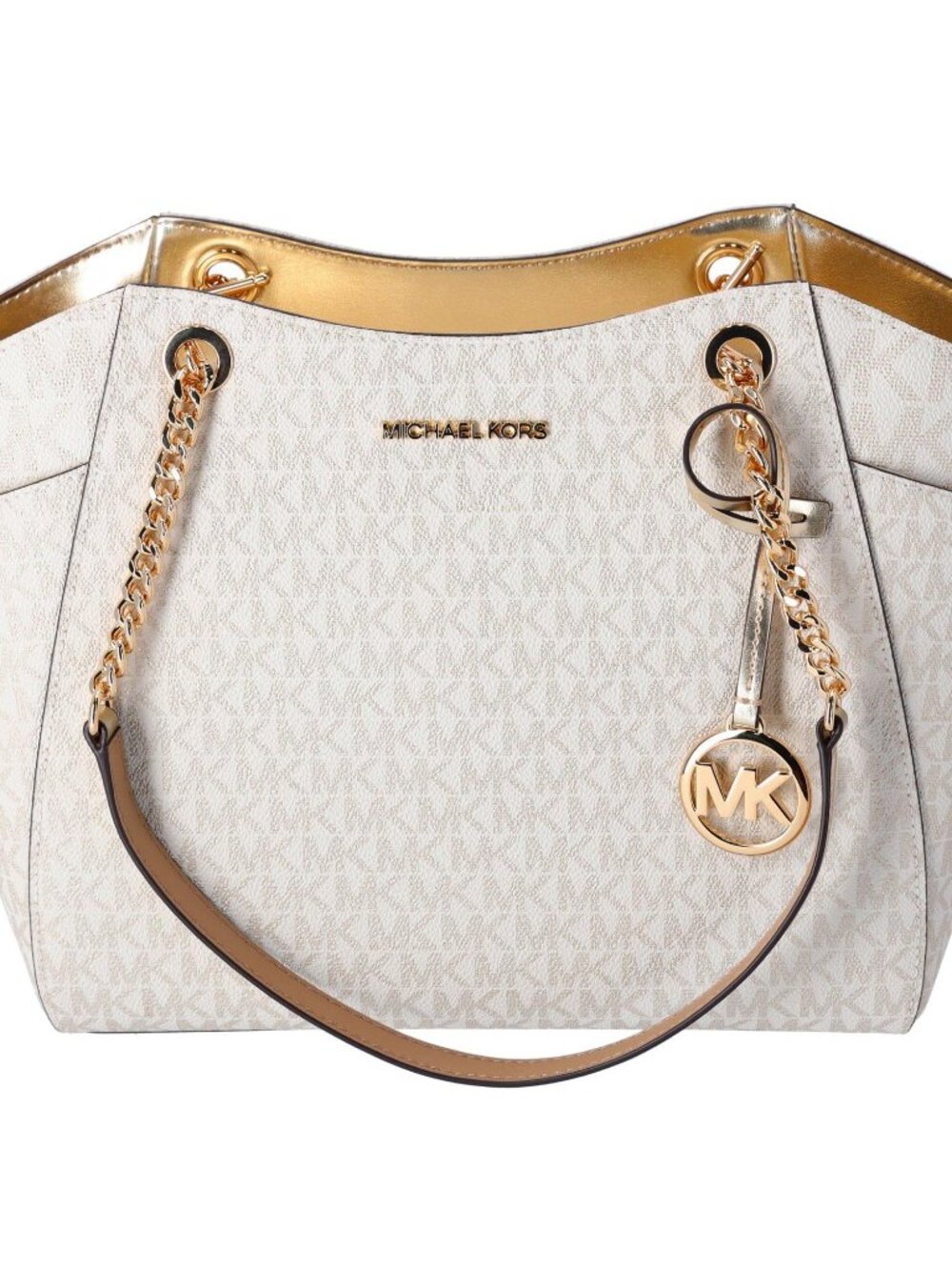 Michael Kors Jet Set Travel Large Signature Chain Shoulder Tote – Vanilla